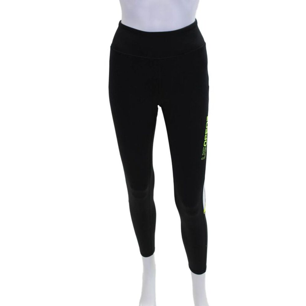 Polo Ralph Lauren Womens Striped Detail Us Open Athletic Leggings Black Size L